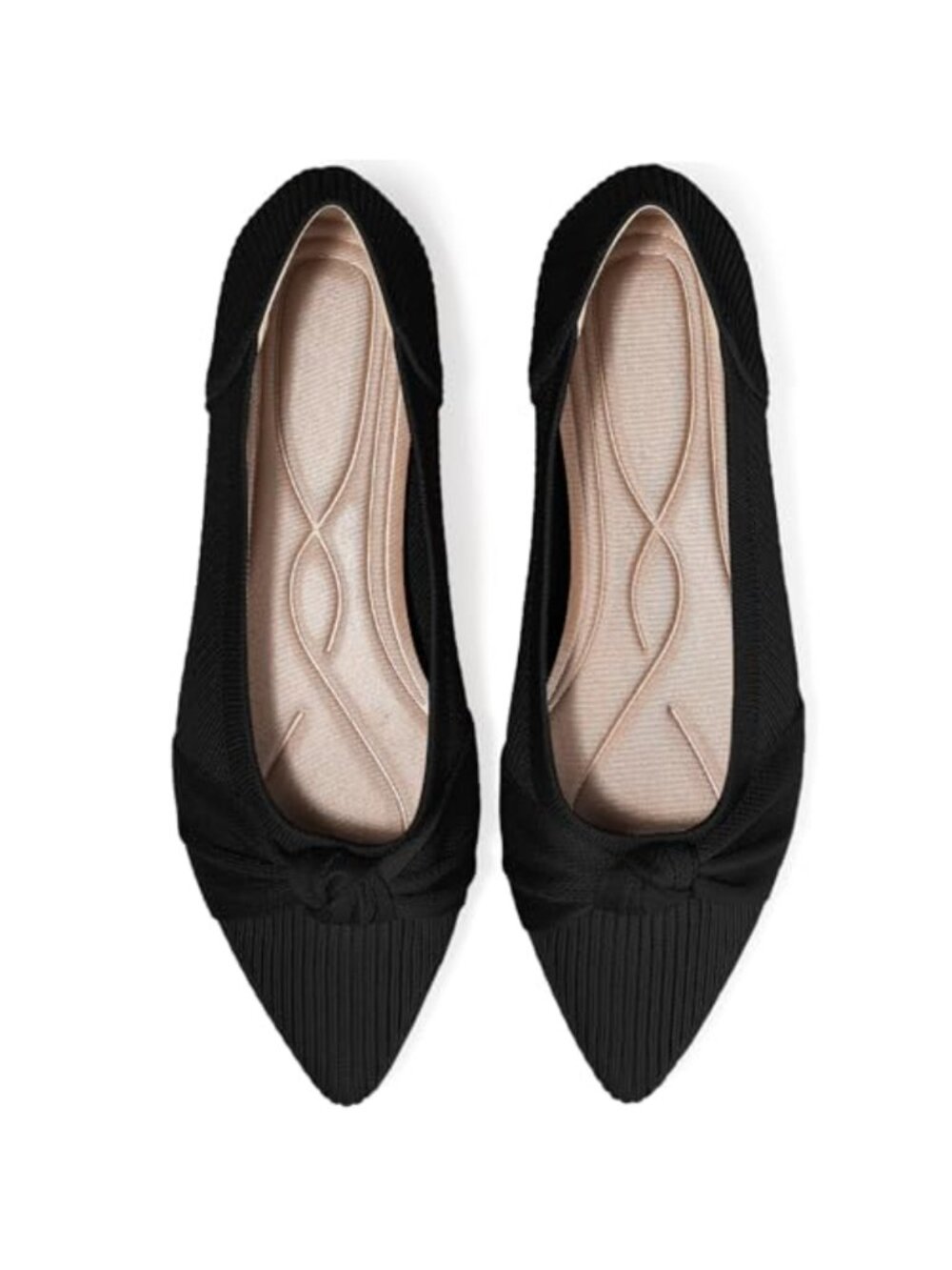 Women's Pointed Toe Knit Ballet Flats, Comfortable Dressy Casual Shoes